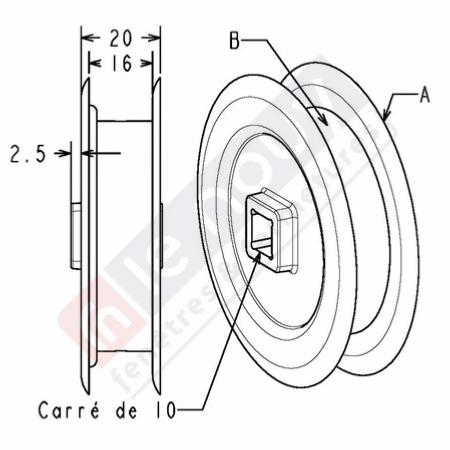 Poulie carré de 10 - G130C