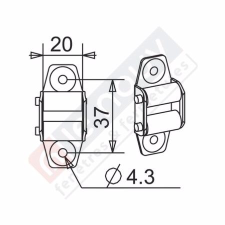 Guide sangle volet roulant de 17 à 2 galets